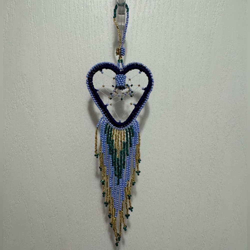 Huichol Beaded Heart Dreamcatcher